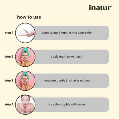 inatur Charcoal Foaming Face Wash, Sulphate-Free, Purifying, Soothing, Daily Use