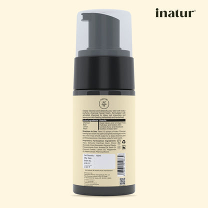 inatur Charcoal Foaming Face Wash, Sulphate-Free, Purifying, Soothing, Daily Use