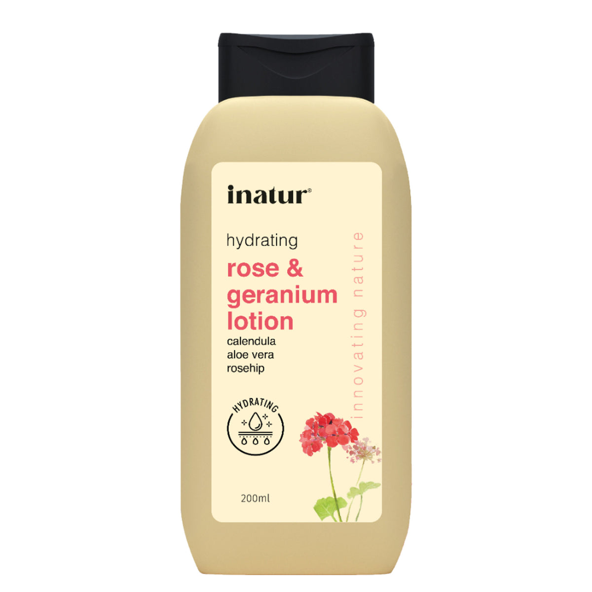 inatur Rose & Geranium Lotion, Natural Lightweight Moisturizer For All Skin Types