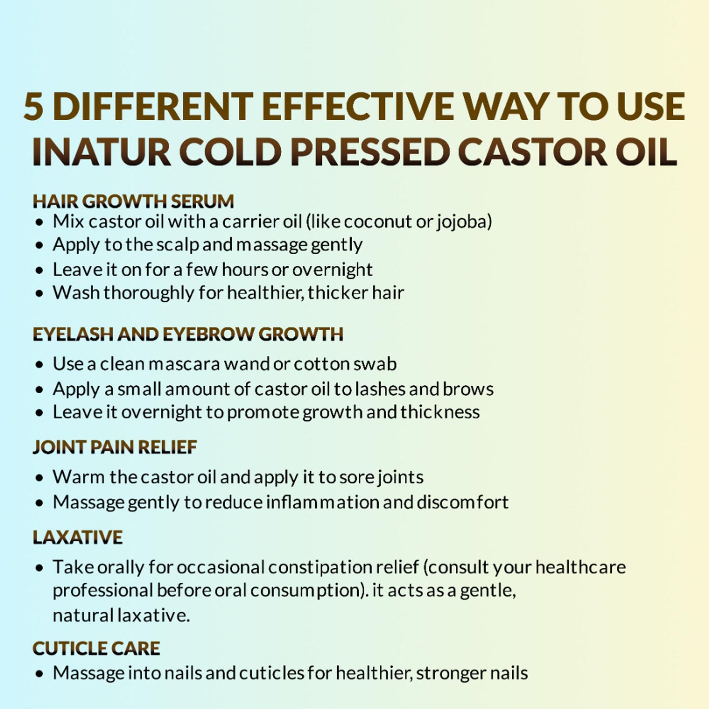 inatur Castor Oil, 100% Natural, Organic & Cold Pressed, for Hair, Skin, Brows & Nails