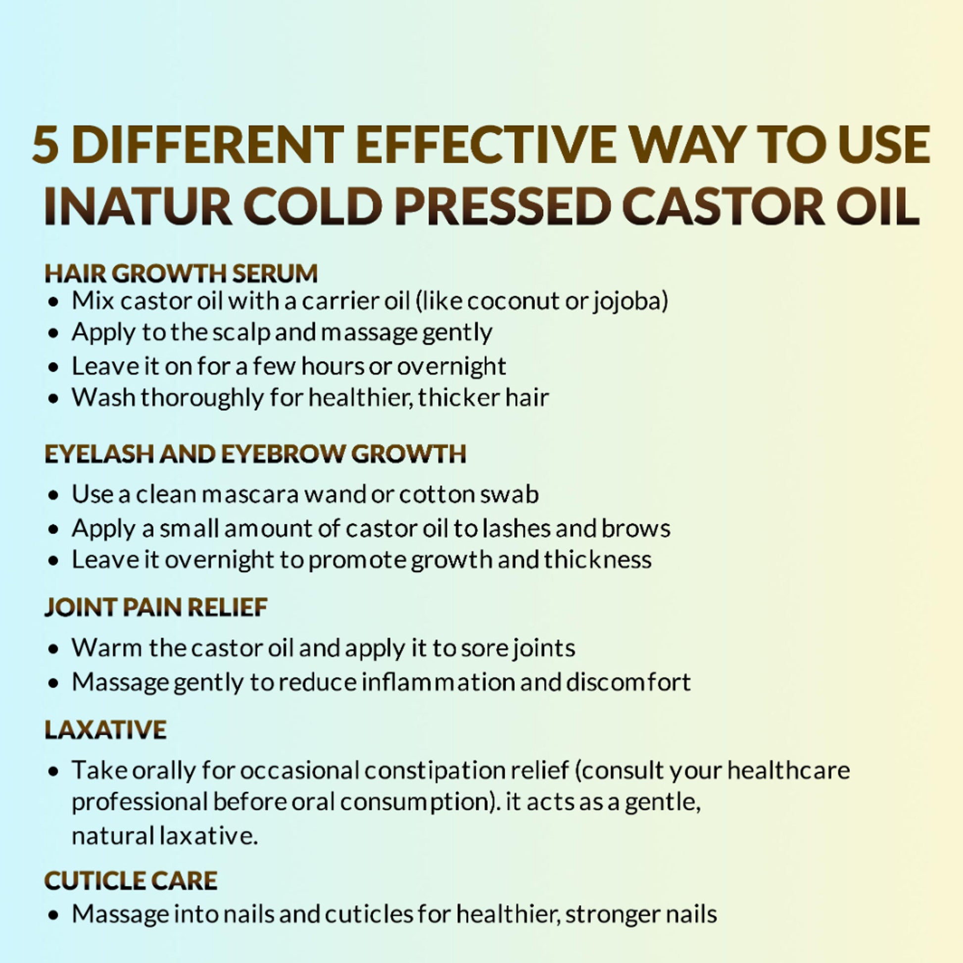 inatur Castor Oil, 100% Natural, Organic & Cold Pressed, for Hair, Skin, Brows & Nails