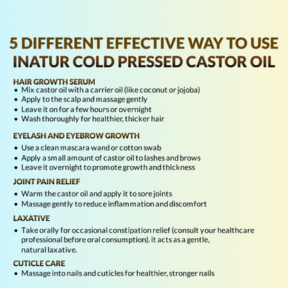 inatur Castor Oil, 100% Natural, Organic & Cold Pressed, for Hair, Skin, Brows & Nails