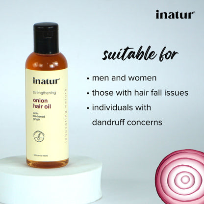 Inatur Onion Hair Oil, Natural, Non-Greasy, for Hair Growth, Dandruff & Root Strength