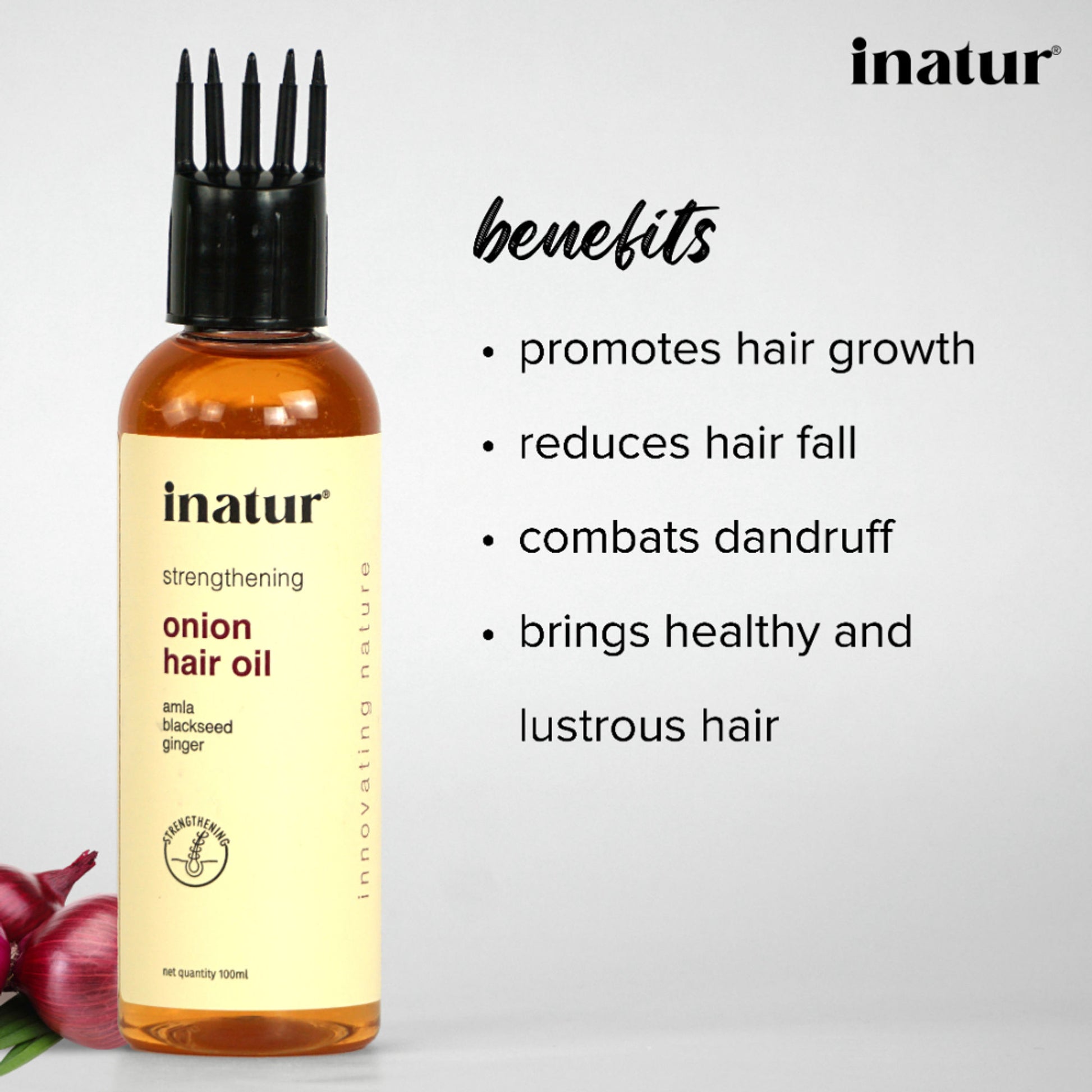 Inatur Onion Hair Oil, Natural, Non-Greasy, for Hair Growth, Dandruff & Root Strength