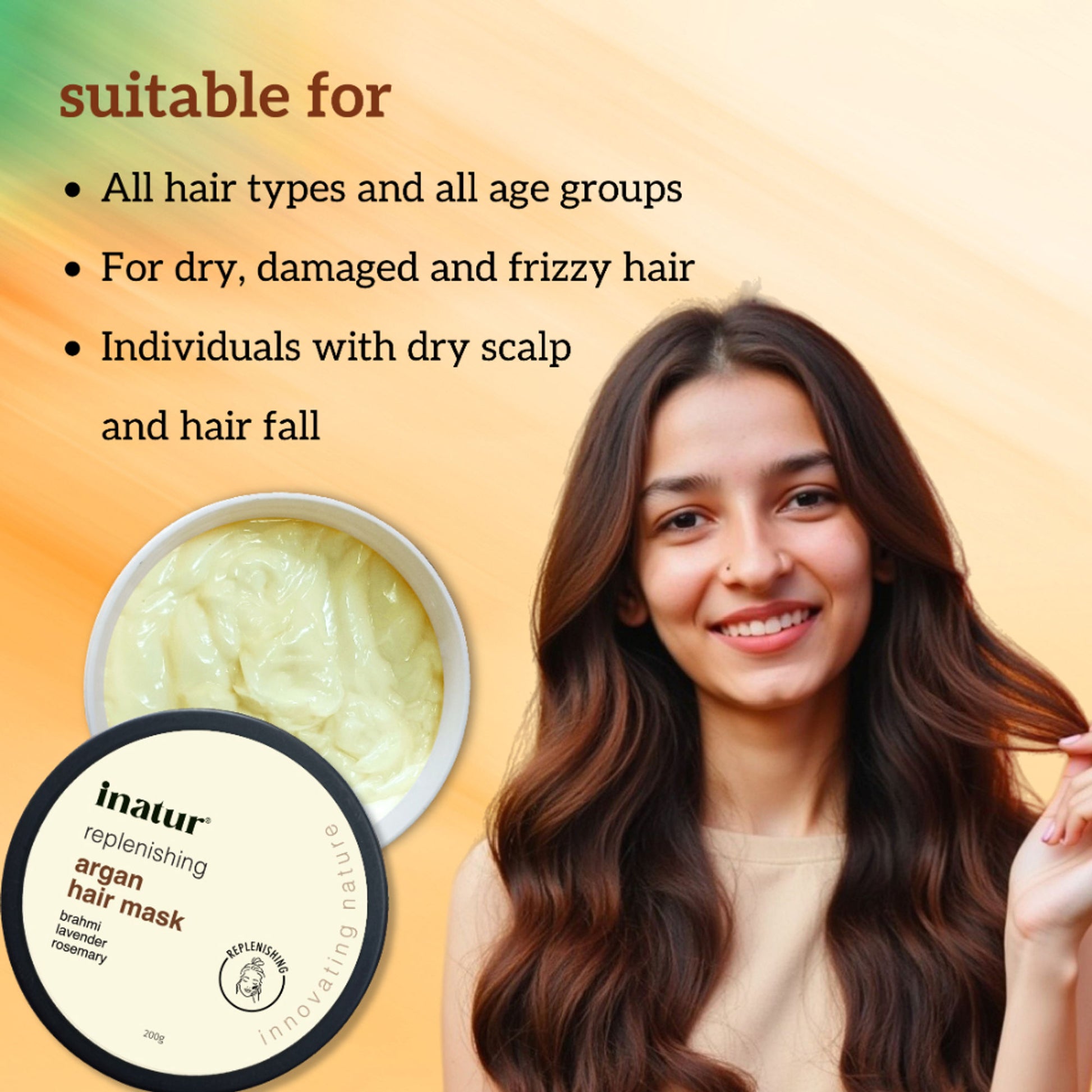 Inatur Argan Oil Hair Mask, Natural & Vegan, Deep Repair, Adds Shine & Smoothness