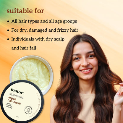 Inatur Argan Oil Hair Mask, Natural & Vegan, Deep Repair, Adds Shine & Smoothness