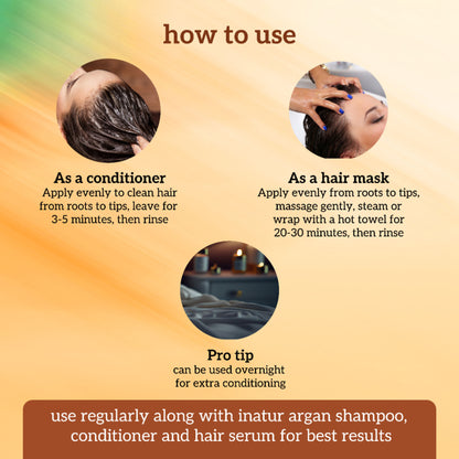 Inatur Argan Oil Hair Mask, Natural & Vegan, Deep Repair, Adds Shine & Smoothness