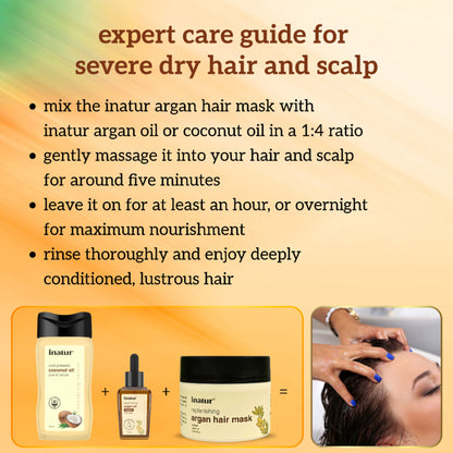Inatur Argan Oil Hair Mask, Natural & Vegan, Deep Repair, Adds Shine & Smoothness