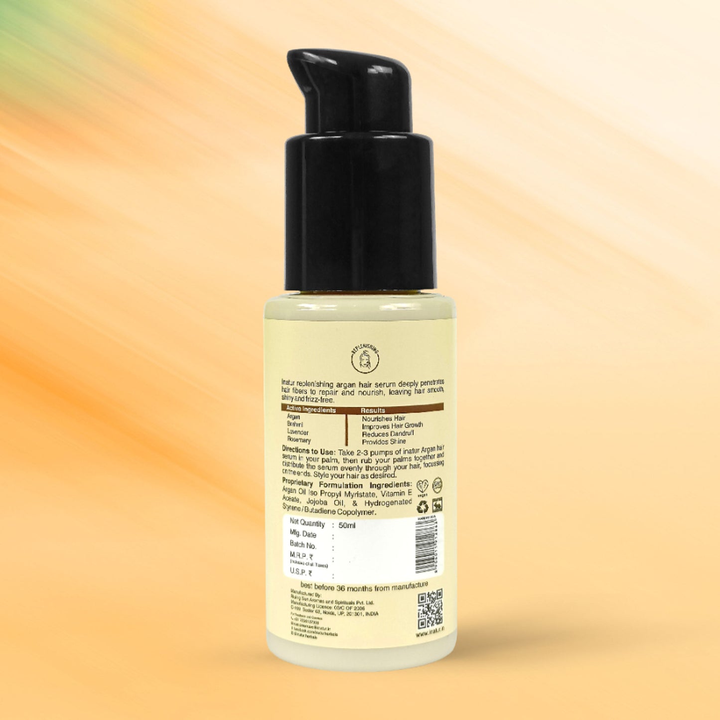Inatur Argan Hair Serum, Smoothens, Strengthens, Adds Shine, Lightweight & Non-Greasy