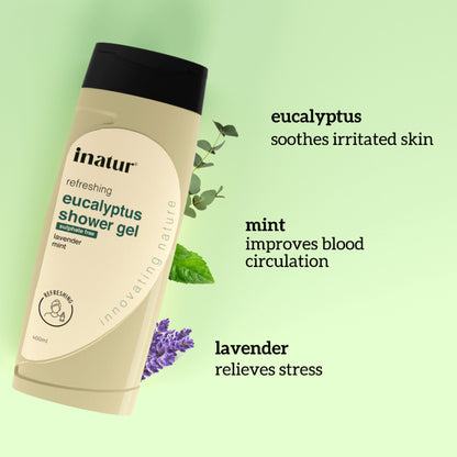 inatur Eucalyptus Shower Gel for Relaxation and Stress Relief with Mint and Lavender