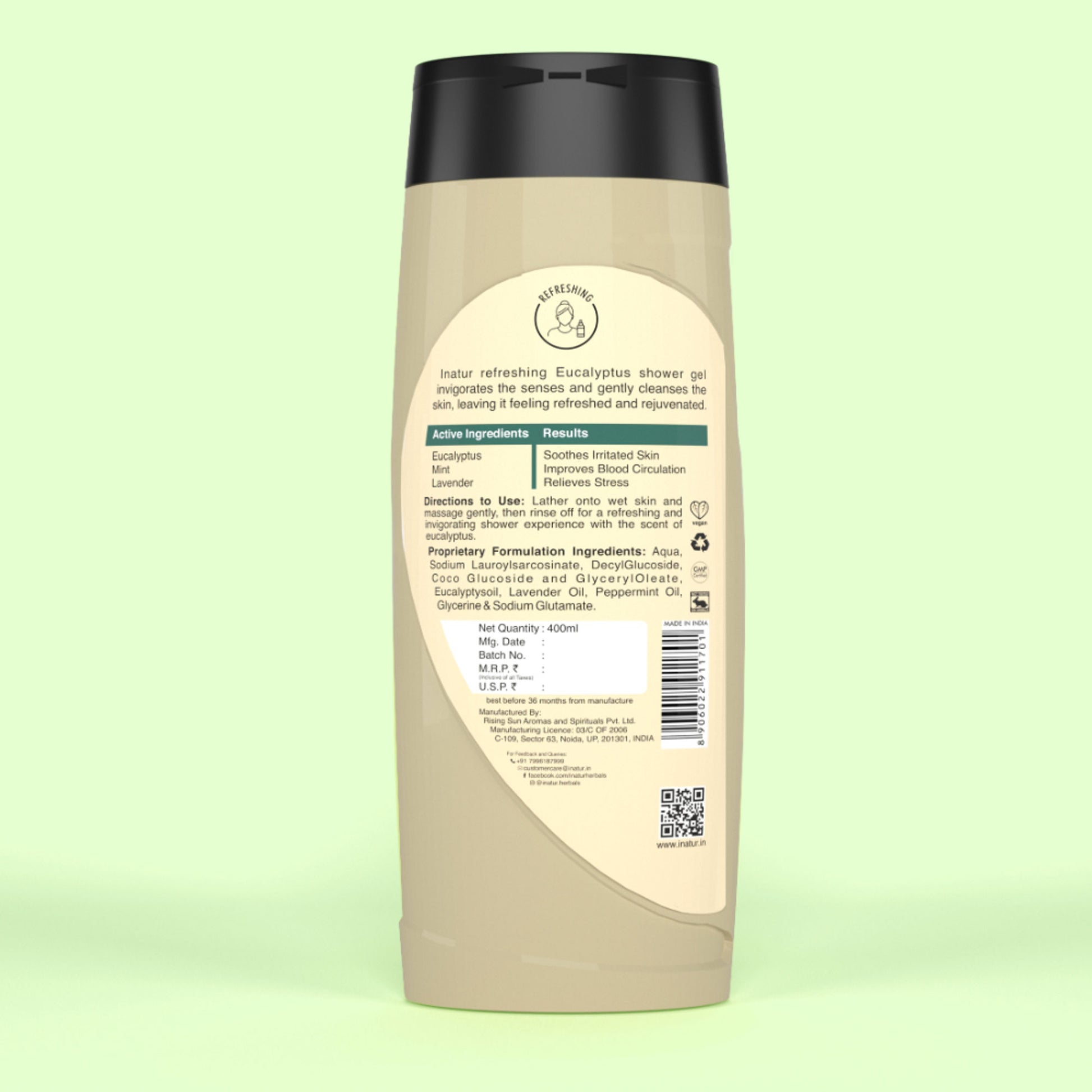 inatur Eucalyptus Shower Gel for Relaxation and Stress Relief with Mint and Lavender