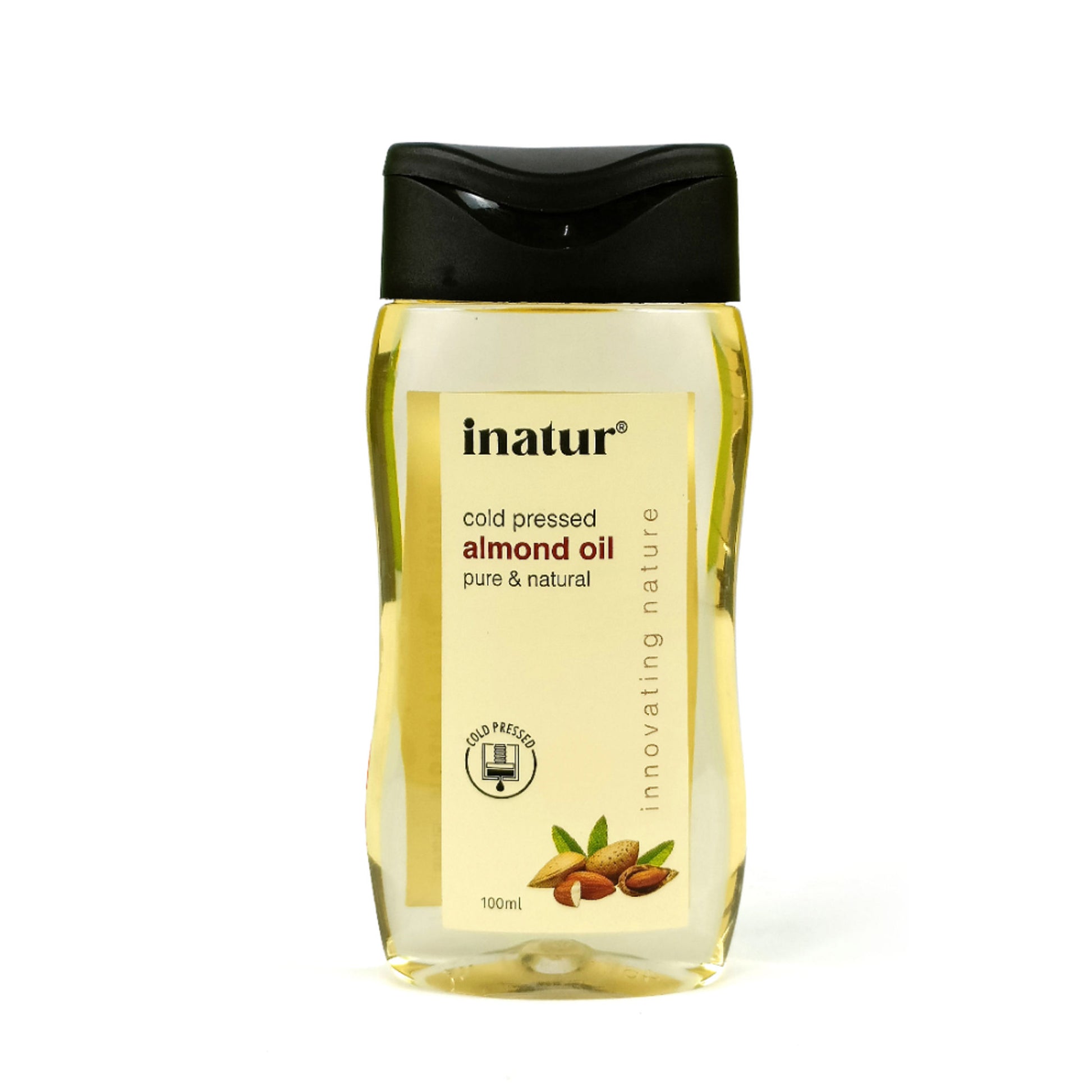 inatur Almond Oil, 100% Pure, Cold Pressed & Organic, for Face, Body, Hair & Baby Care