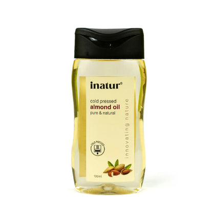 inatur Almond Oil, 100% Pure, Cold Pressed & Organic, for Face, Body, Hair & Baby Care