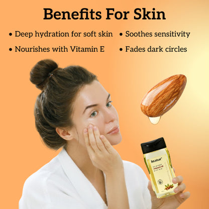 inatur Almond Oil, 100% Pure, Cold Pressed & Organic, for Face, Body, Hair & Baby Care