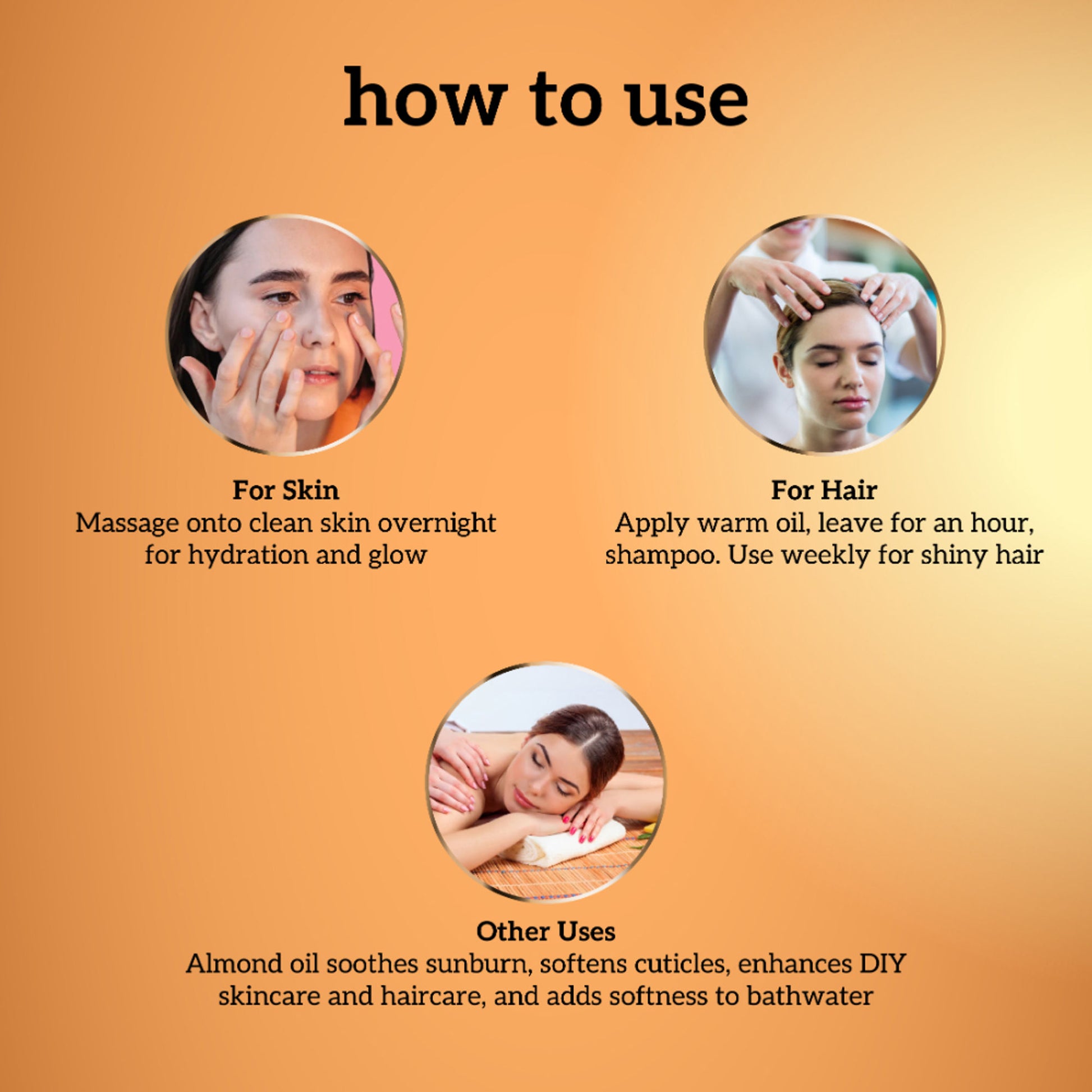 inatur Almond Oil, 100% Pure, Cold Pressed & Organic, for Face, Body, Hair & Baby Care