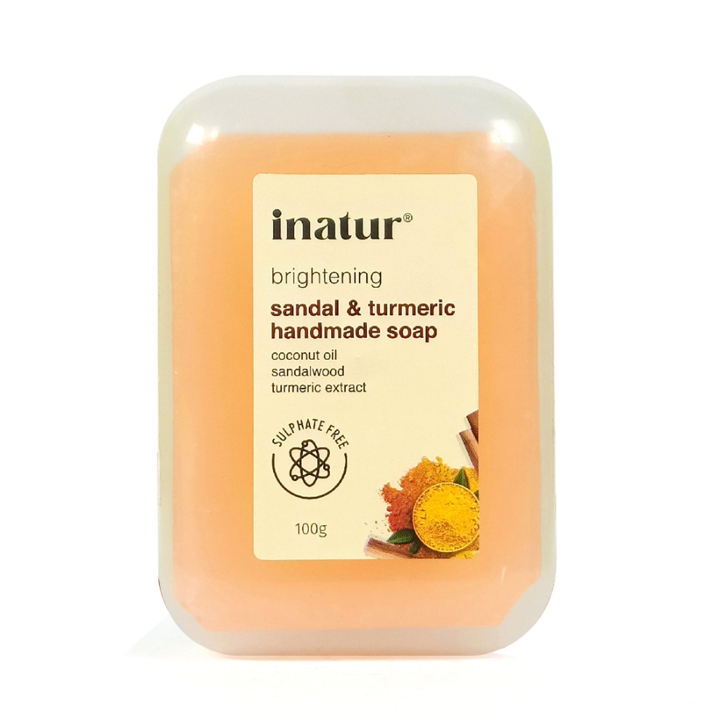 inatur Sandal & Turmeric Soap, 100% Natural & Vegan For Tan Removal & Brightening & All Skin Types