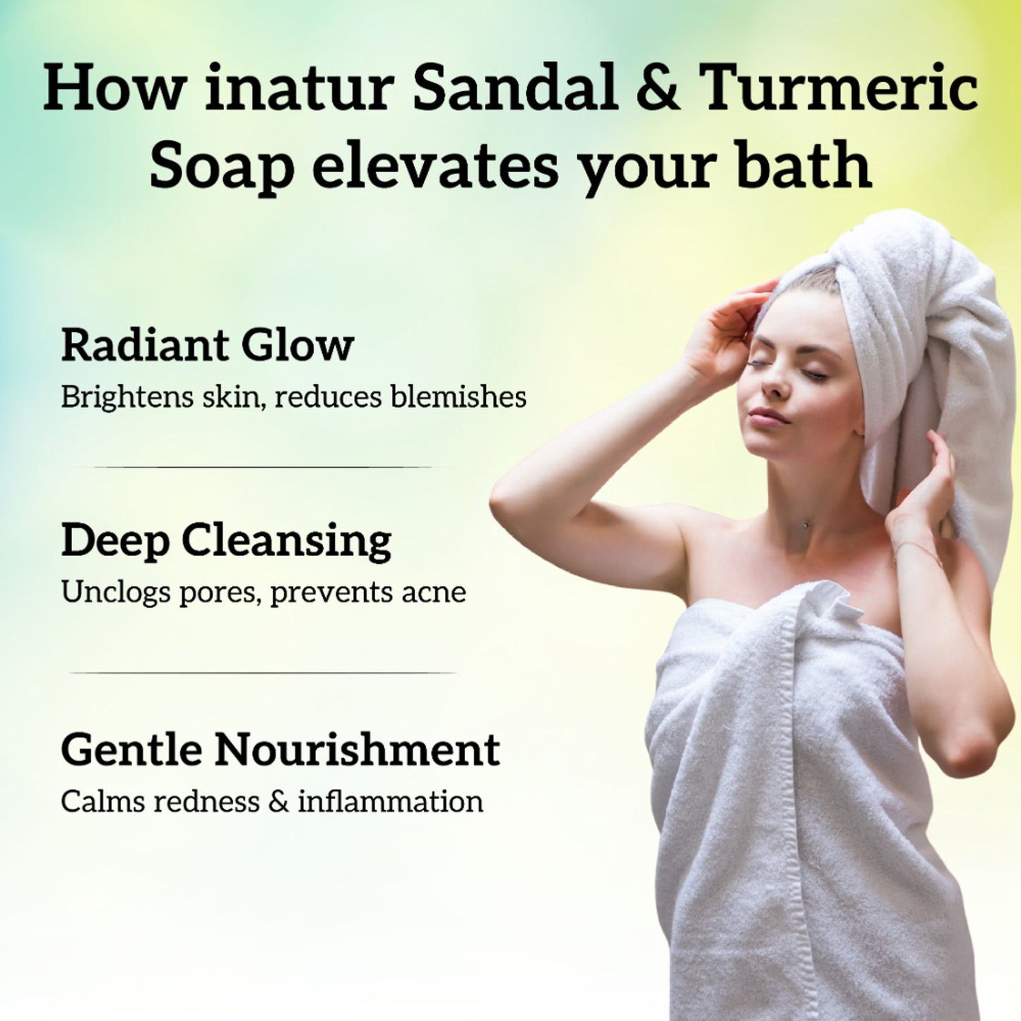 inatur Sandal & Turmeric Soap, 100% Natural & Vegan For Tan Removal & Brightening & All Skin Types