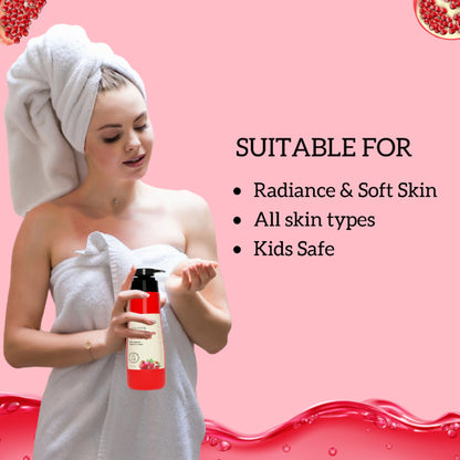 inatur Shower Gel with Pomegranate, Raspberry, and Black Pepper for Daily Refreshing Wash