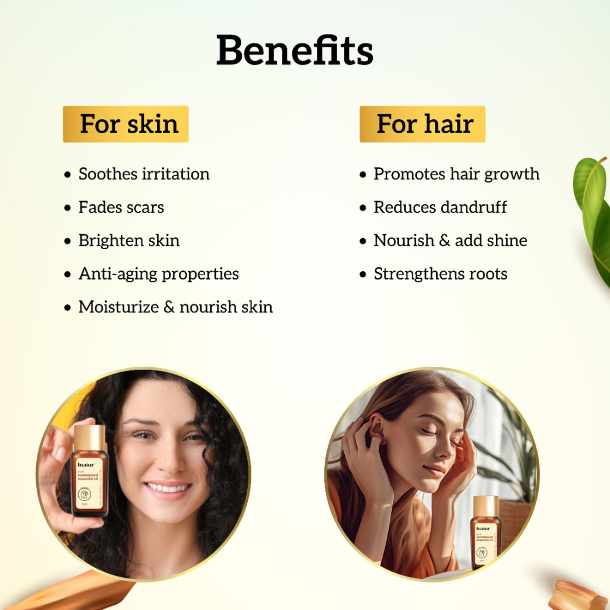 inatur Sandalwood Essential Oil, Pure & Natural, for Skin, Face, Aromatherapy & Diffuser Use