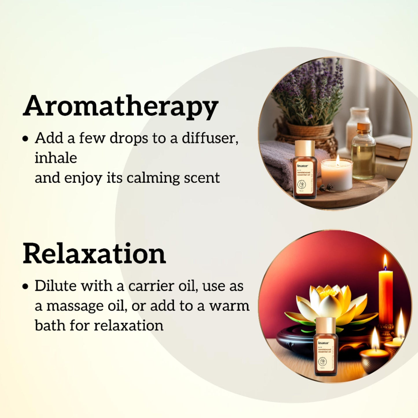 inatur Sandalwood Essential Oil, Pure & Natural, for Skin, Face, Aromatherapy & Diffuser Use