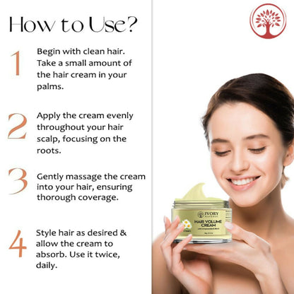 Ivory Natural hair volume cream in a jar, designed to make hair look thicker and fuller with natural ingredients.