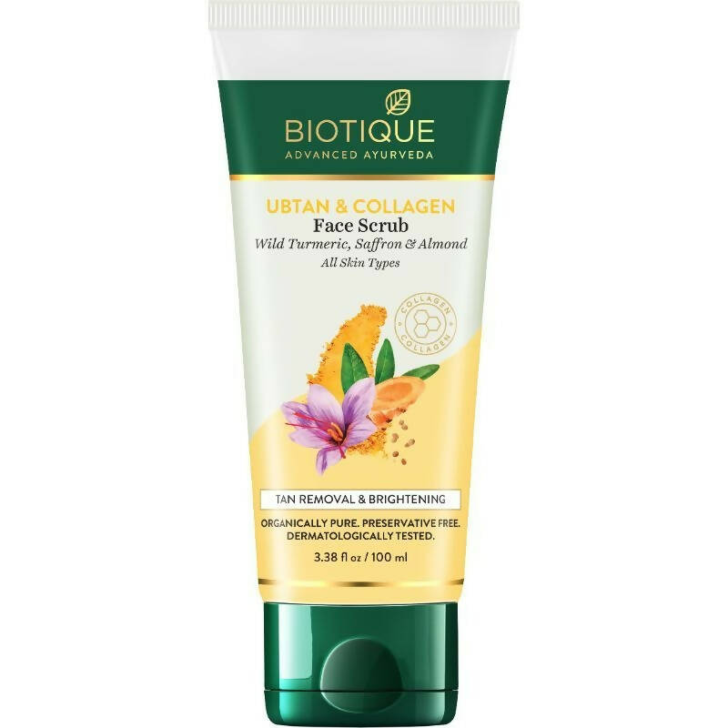 Biotique Advanced Ayurveda Ubtan & Collagen Face Scrub - Indyancart