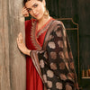 Women's Rust Embroidered Angrakha Festive Anarkali Suit Set