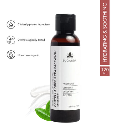 Suganda Centella Green Tea Facewash - Hydrating & Soothing Cleanser (Unscented)