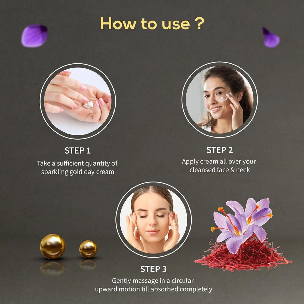 AyouthVeda Sparkling Gold Day Cream with 24K Nano Gold, saffron, and lotus for radiant, youthful skin.
