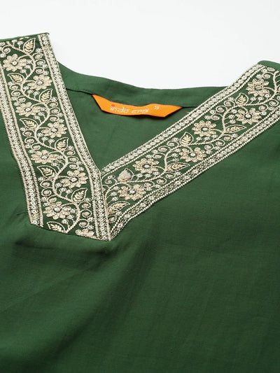 Indyancart IE Floral Embroidered Sequinned Kurta with Trousers & With Dupatta