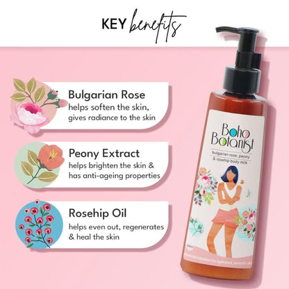 Boho Botanist Bulgarian Rose, Peony & Rosehip Body Milk