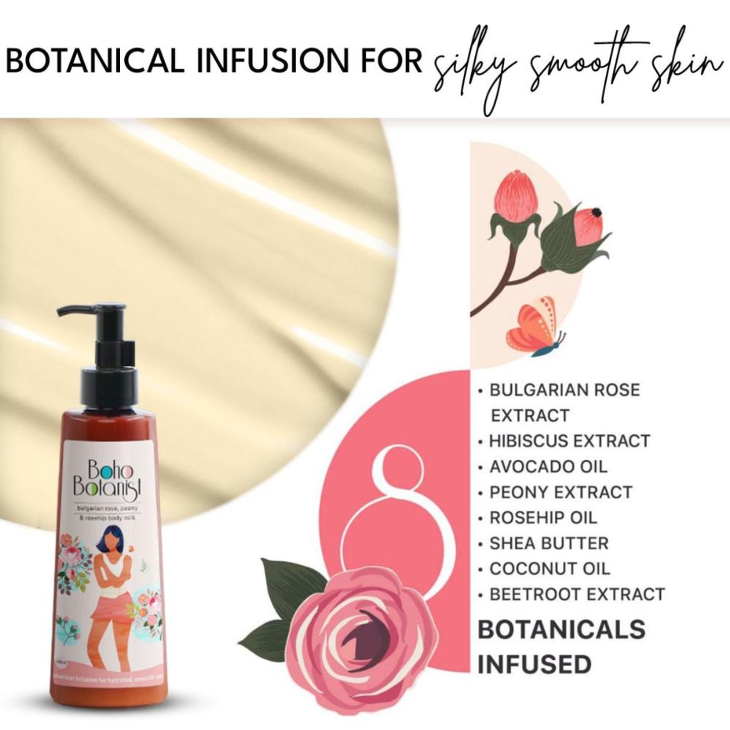 Boho Botanist Bulgarian Rose, Peony & Rosehip Body Milk