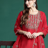 Dhiyona IE Ethnic Motifs Embroidered Liva Kurta With Trousers & Dupatta