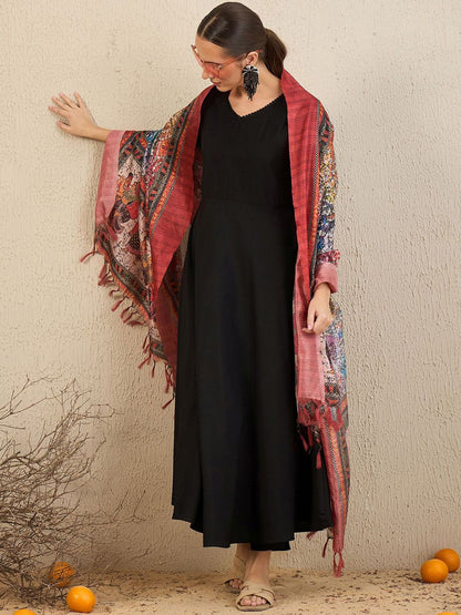 Indyancart IE A-Line Kurta With Trousers & Dupatta