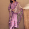 Dhiyona IE Lavender Floral Embroidered Thread Work Kurta with Trousers & Dupatta