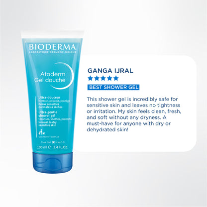 Atoderm Gel Douche Ultra Gentle Soap Free Shower Gel with Niacinamide for 24H Hydration 100ml