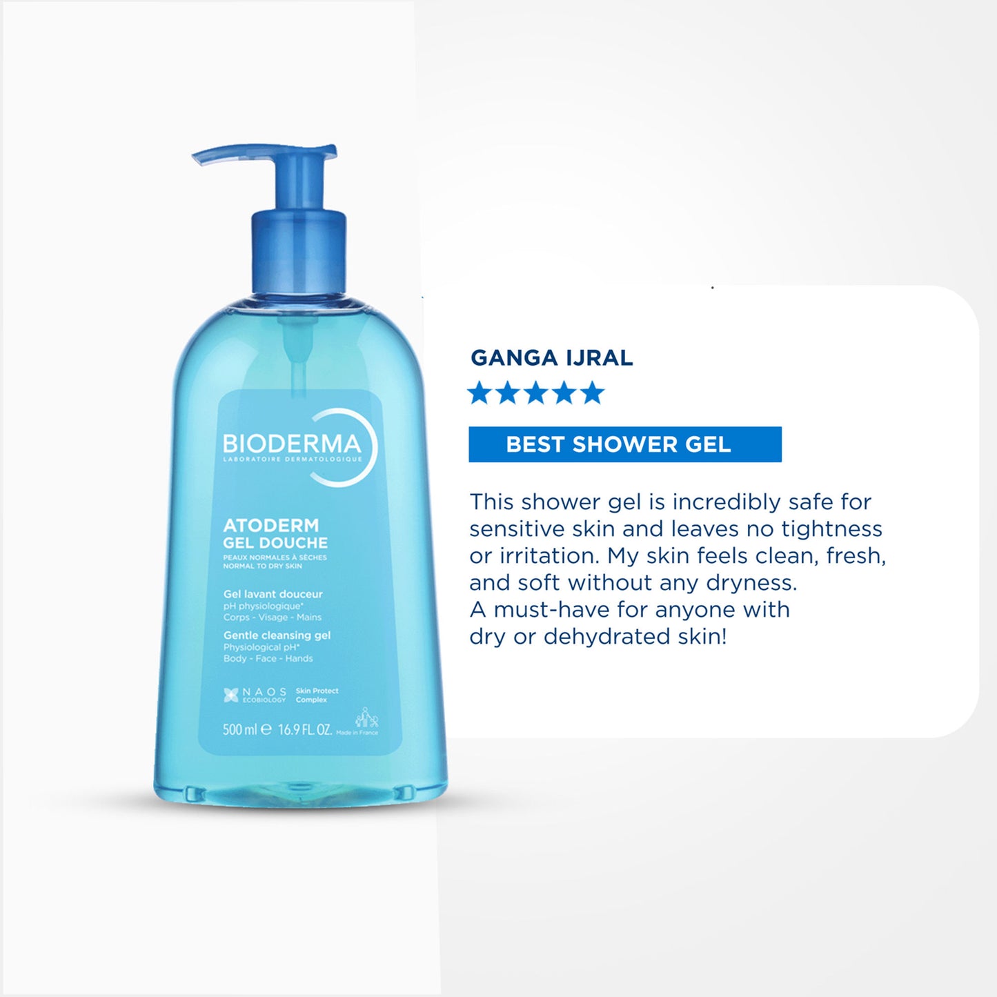 Atoderm Gel Douche Ultra Gentle Soap Free Shower Gel with Niacinamide for 24H Hydration 100ml