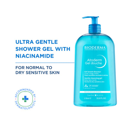 Atoderm Gel Douche Ultra Gentle Soap Free Shower Gel with Niacinamide for 24H Hydration 100ml