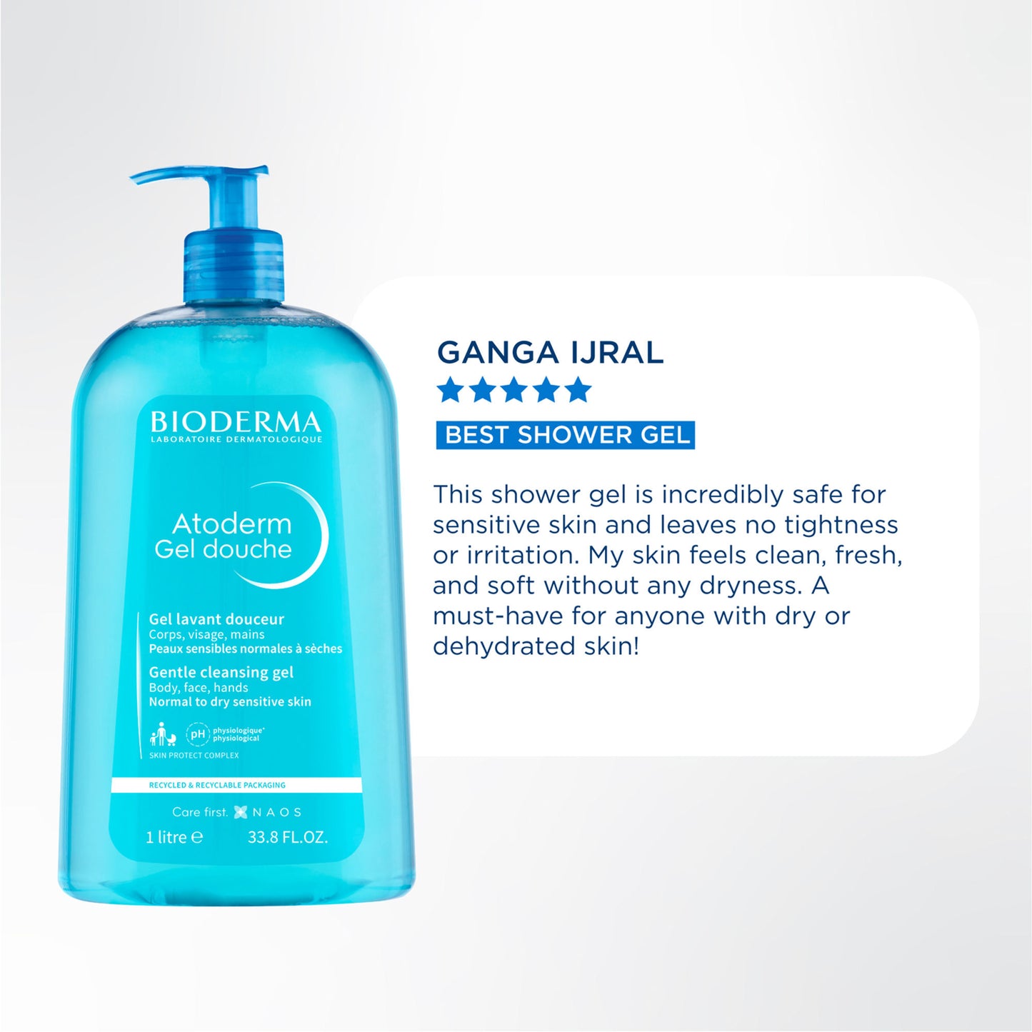 Atoderm Gel Douche Ultra Gentle Soap Free Shower Gel with Niacinamide for 24H Hydration 100ml