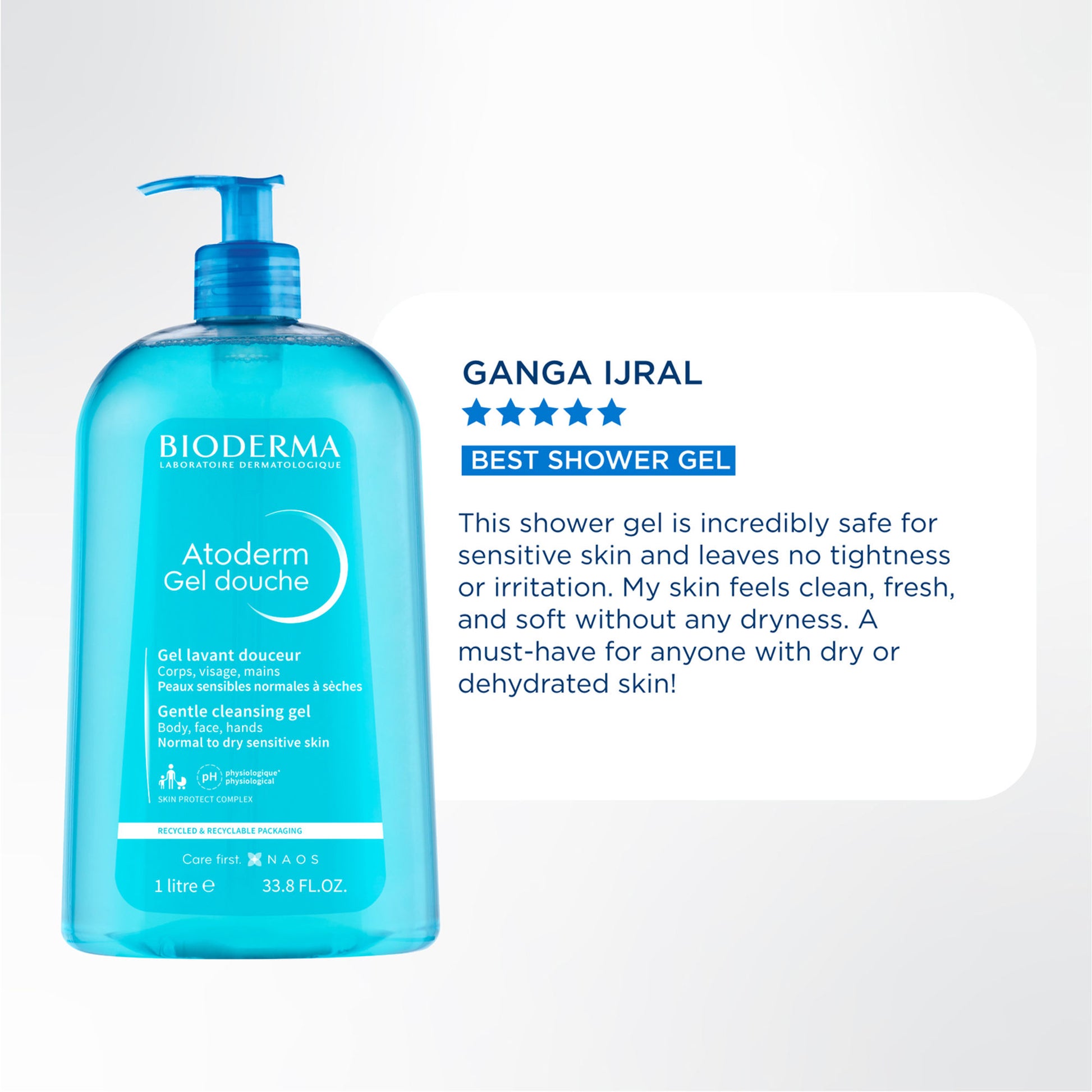 Atoderm Gel Douche Ultra Gentle Soap Free Shower Gel with Niacinamide for 24H Hydration 100ml