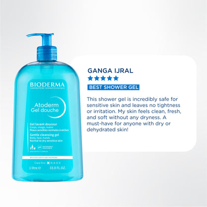 Atoderm Gel Douche Ultra Gentle Soap Free Shower Gel with Niacinamide for 24H Hydration 100ml