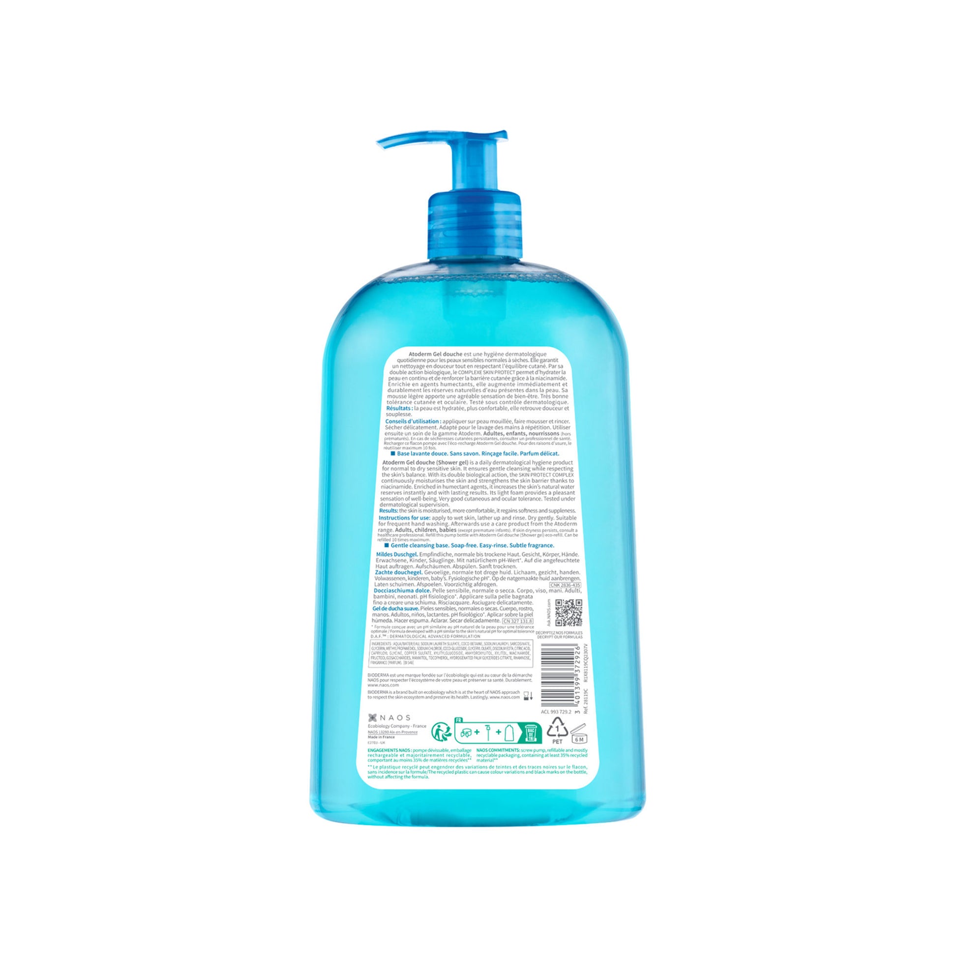 Atoderm Gel Douche Ultra Gentle Soap Free Shower Gel with Niacinamide for 24H Hydration 100ml
