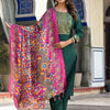 Indyancart VA Women's Floral Yoke Design Regular Gotta Patti Pure Cotton Kurta with Trousers & With Dupatta