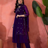 Dhiyona SN Women's Solid Floral Embroidered A-Line Pleated Empire Kurta & Trousers With Dupatta