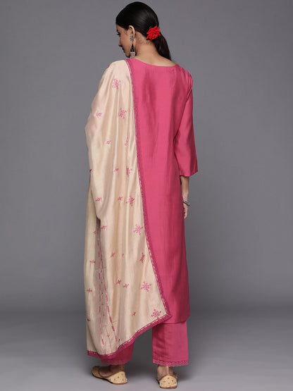 Indyancart VA Women'sEthnic Motifs Embroidered Sequined Kurta with Trousers & Dupatta
