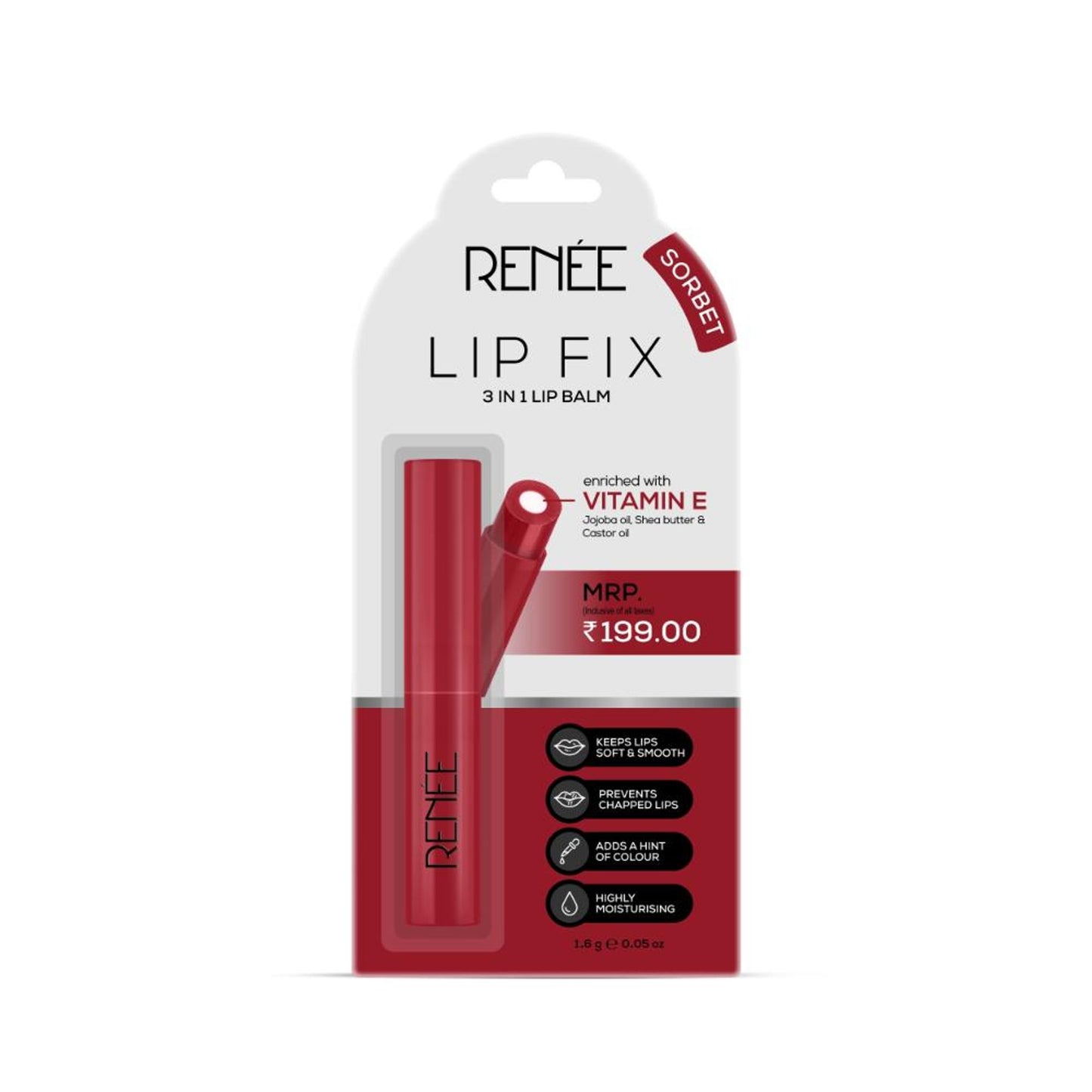 Renee Cosmetics Lip Fix Lip Balm, Heals, Lightens & Moisturizes, Dry & Chapped Lips