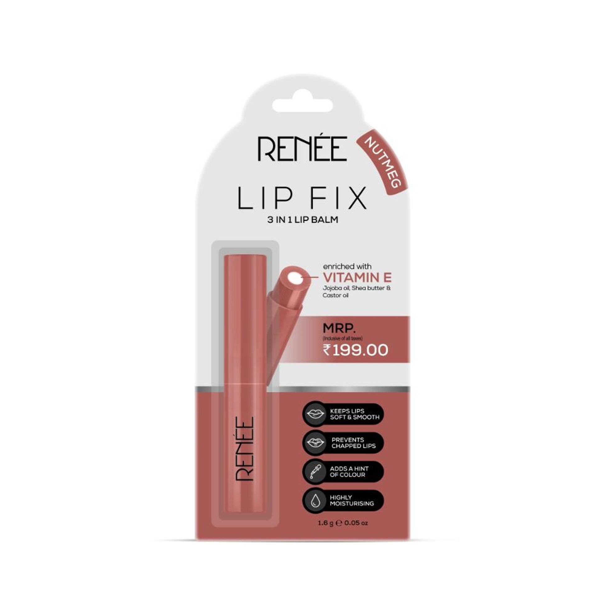 Renee Cosmetics Lip Fix Lip Balm, Heals, Lightens & Moisturizes, Dry & Chapped Lips