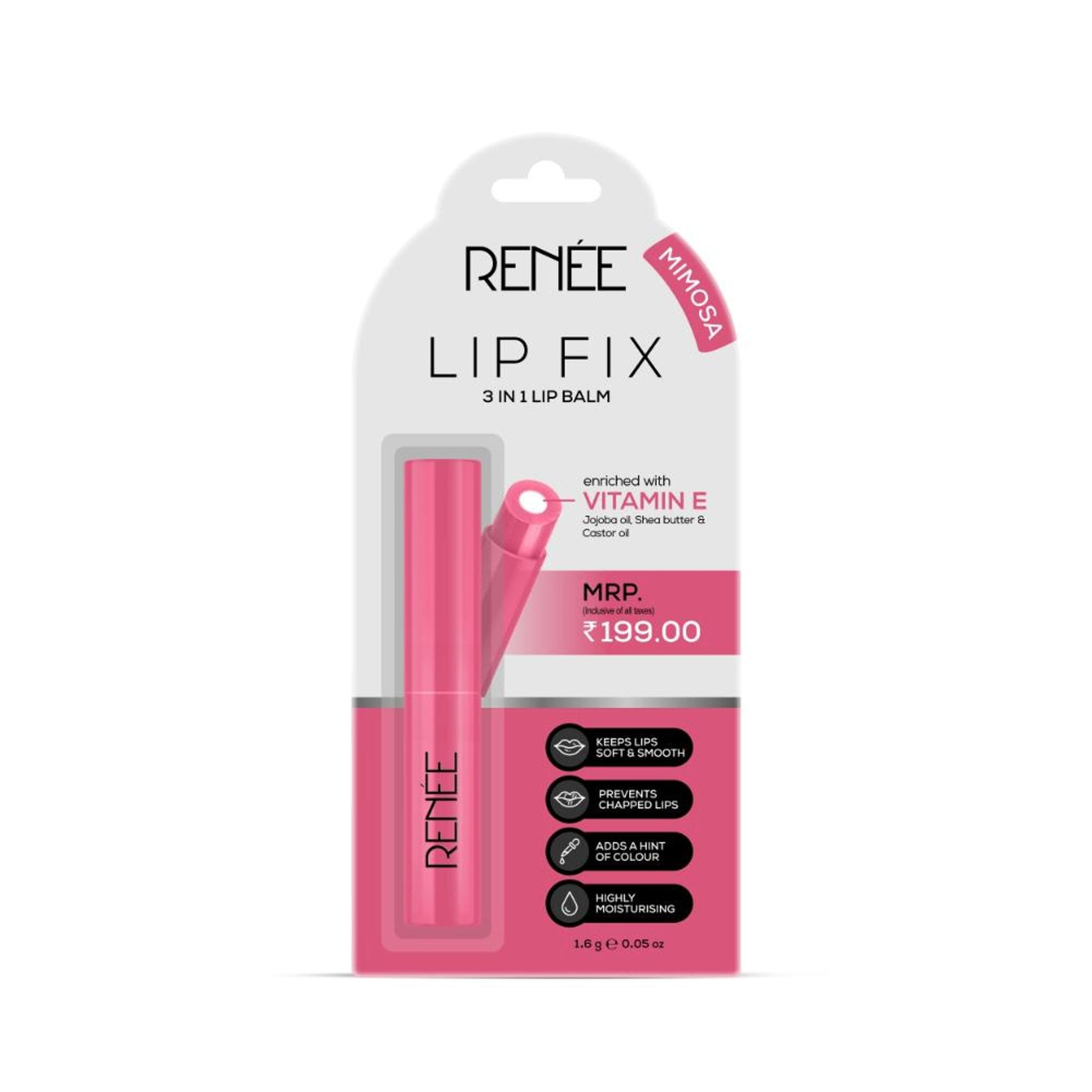 Renee Cosmetics Lip Fix Lip Balm, Heals, Lightens & Moisturizes, Dry & Chapped Lips