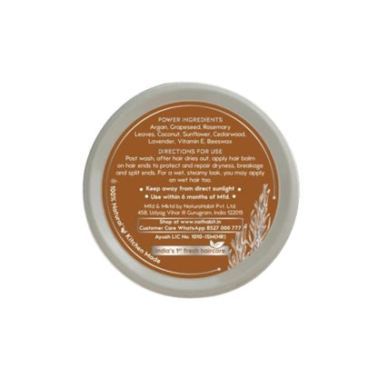 Nat Habit Argan and Grapeseed Post-Wash Hair Balm in a jar, showcasing its creamy conditioner texture and natural ingredients.
