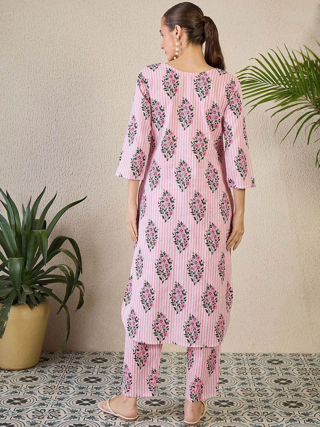Dhiyona IE Women Pure Cotton Printed Top & Trousers Co-Ords
